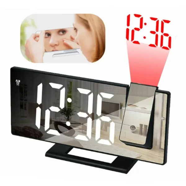 LED Mirror Clock With Projector Display [Product Code: 1006]