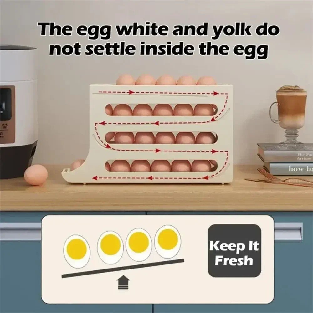 4 Layers Automatic Rolling Egg Holder Rack - Image 3