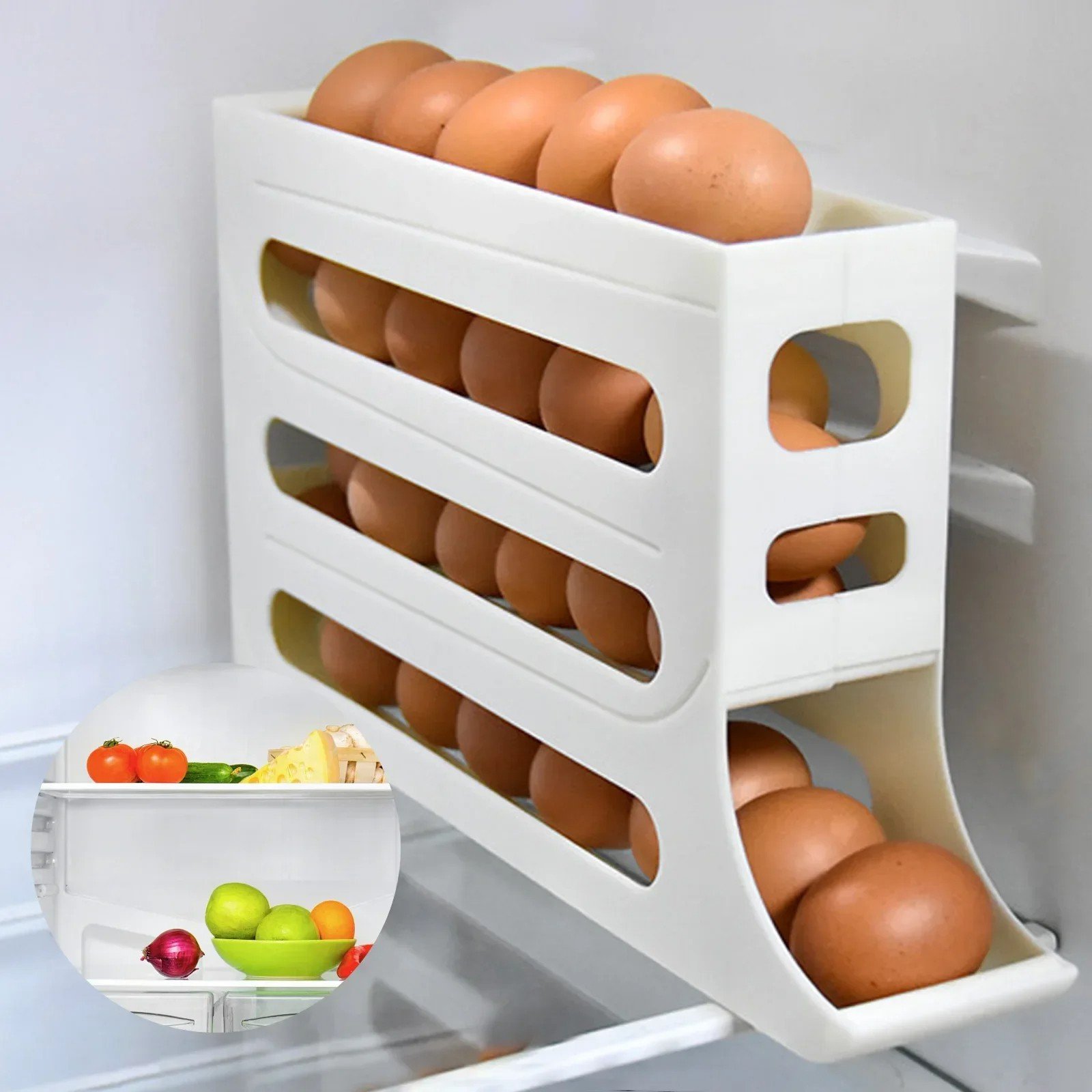 4 Layers Automatic Rolling Egg Holder Rack